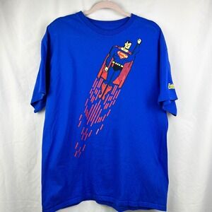Justice League Superman Pixel Art T Shirt Mens XL Entertainment‎ Weekly Blue Tee